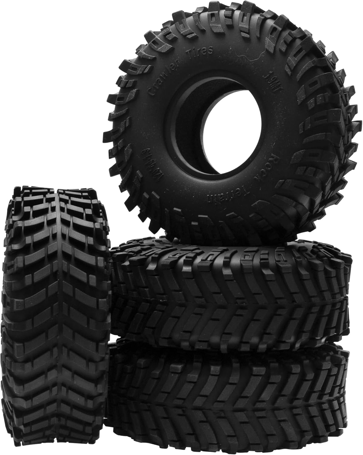 ShareGoo 4Pcs RC 1.9 Crawler Tires 1.9inch Rubber Tire 120x44mm w/Foam Inserts Compatible with Axial SCX10 II III Traxxas TRX4 Redcat Gen8 Gen7 1/10 RC Crawler Car (Style 2)