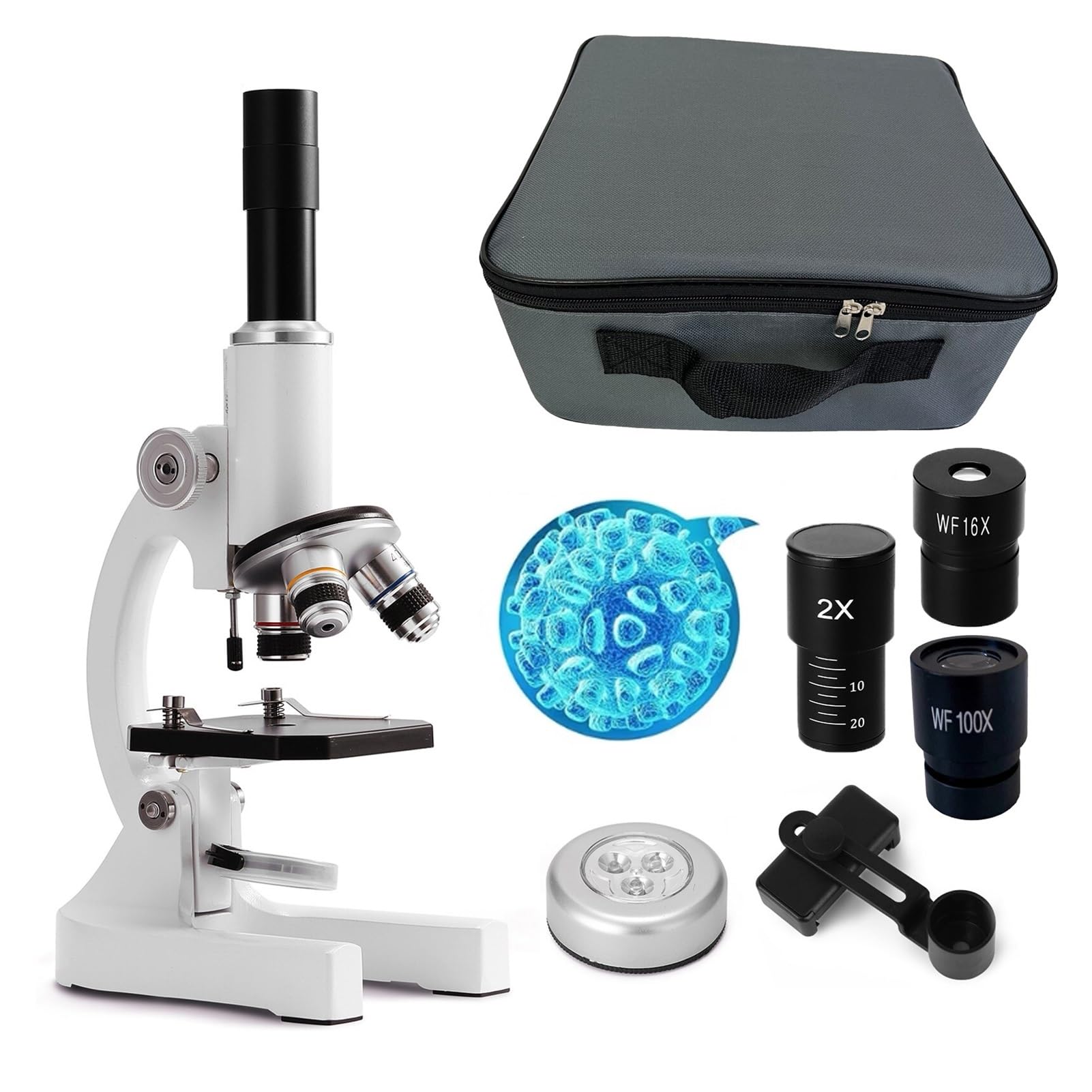 デジタル顕微鏡、大人と子供のための顕微鏡、40倍から2000倍の複合単眼顕微鏡、学校、実験室、家庭教育用、顕微鏡スライド付き 学生向け40倍～640倍  生物顕微鏡 - 単眼、双眼、三眼、12.5倍の携帯電話用レンズ付き、教育実験室での使用に最適 学生向け40倍～640倍生物 ... 顕微鏡 64X-2400X 単眼光学顕微鏡小学生科学実験生物学教育顕微鏡子供ギフト 高精度
