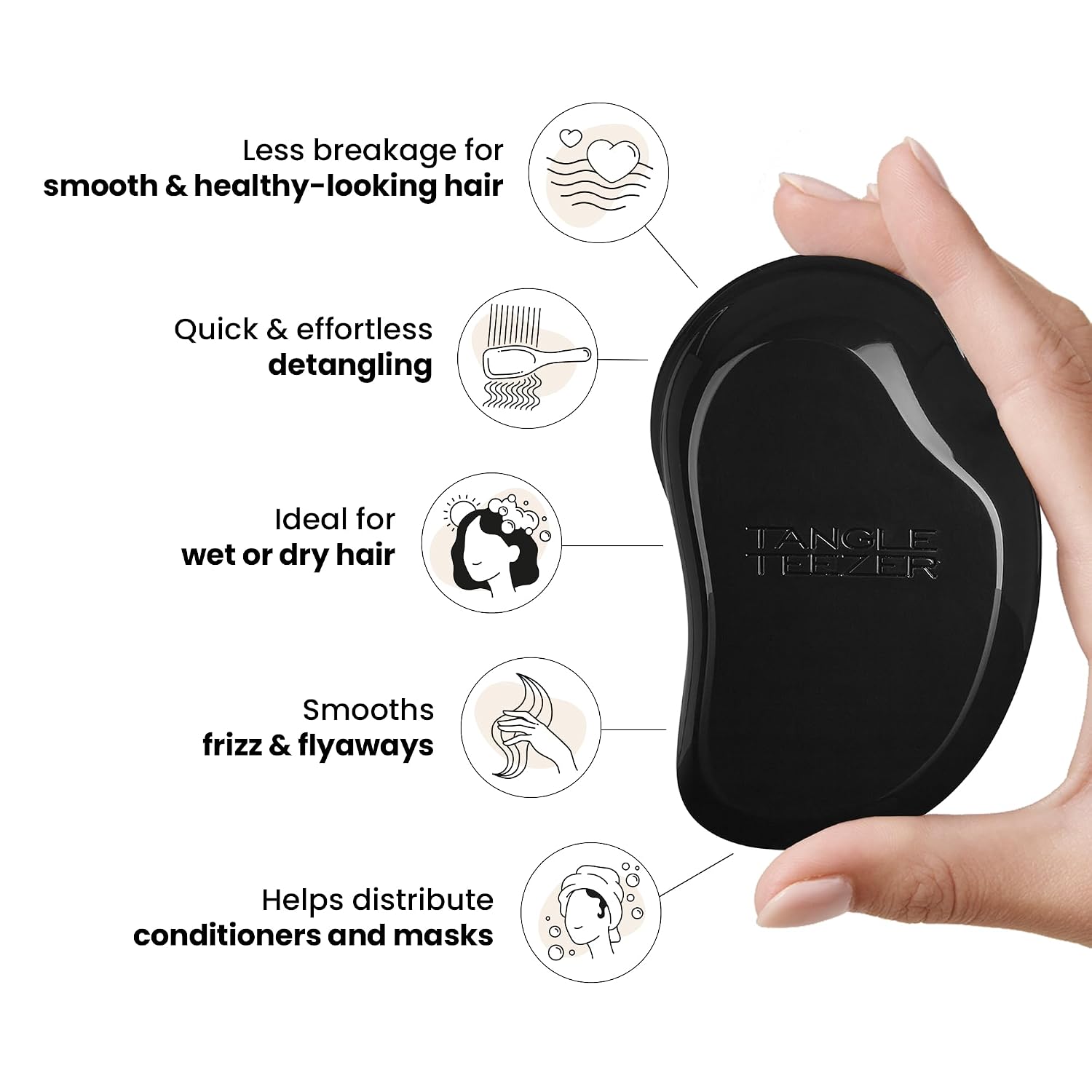 Tangle Teezer Original Detangler Hairbrush & Scalp Massager Bundle, to Exfoliate and Detangle All Hair Types, Black