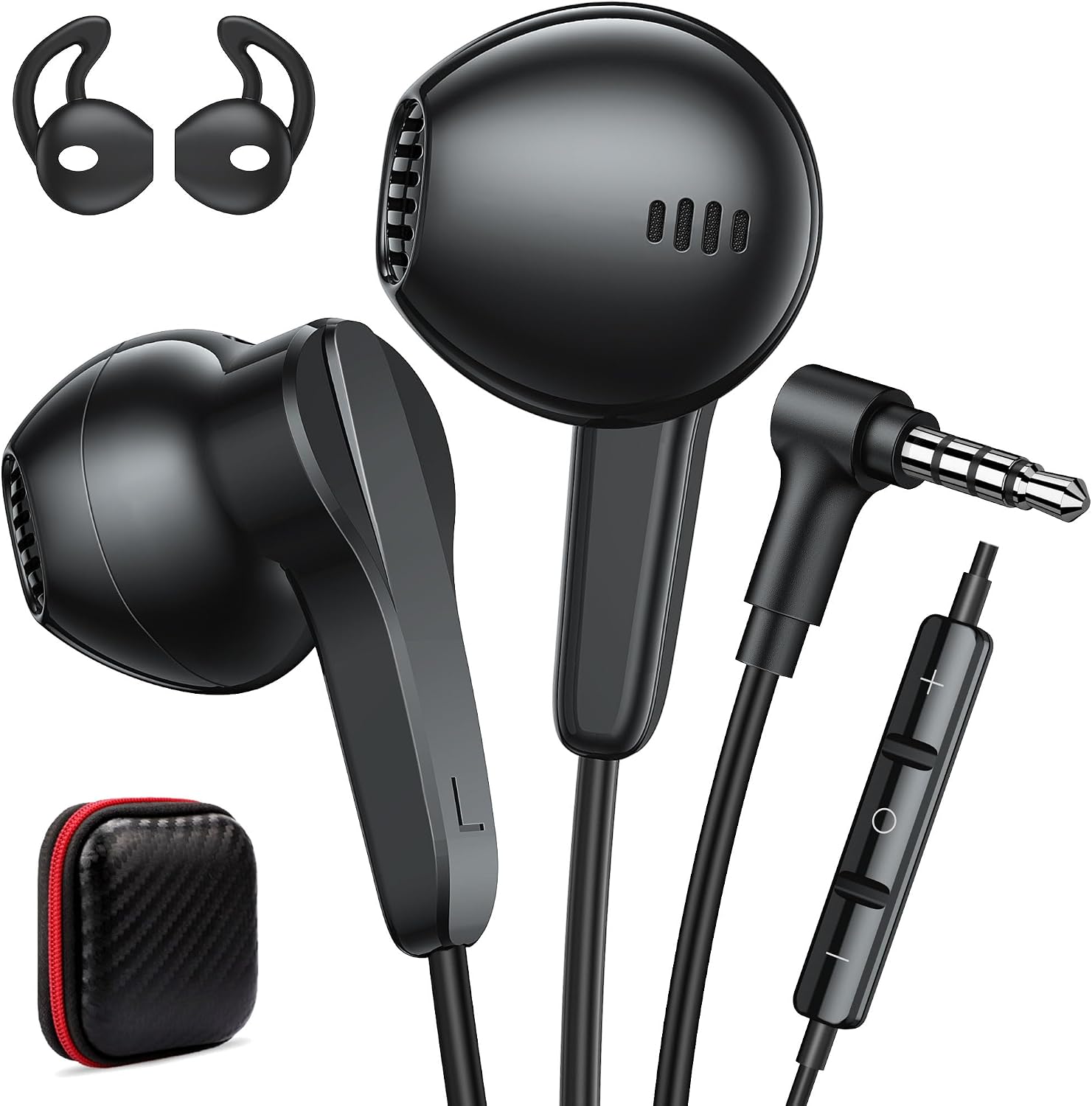 ACANDYA 3.5mm Jack Wired Earbuds with Mic Students School Headphones Black | Headphone for ThinkPad for Chromebook Laptop PC Noise Isolation Airplane Earphones for Kindle Fire/iPod for iPhone 6 5S MP4
