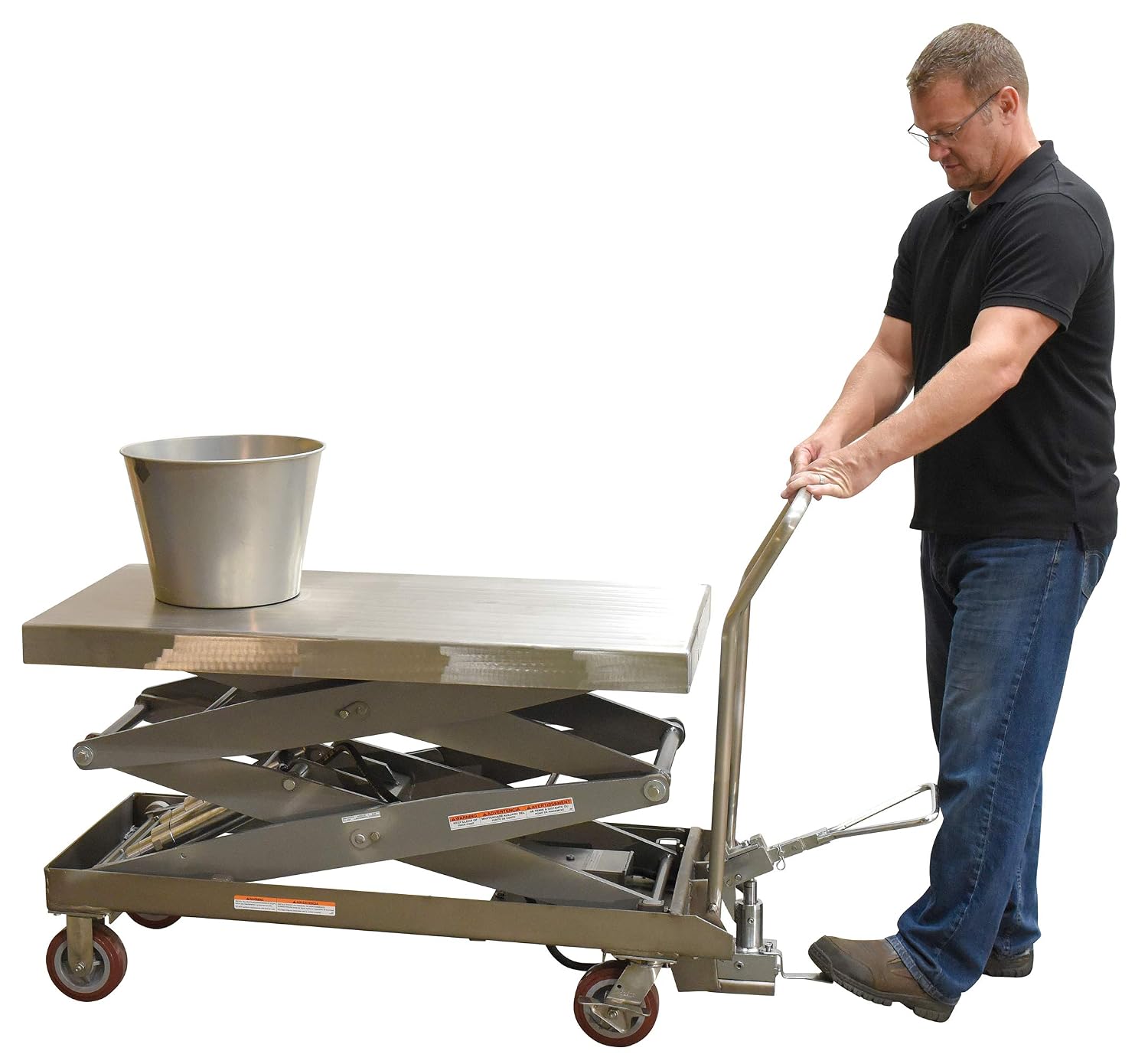 Vestil CART-1500-D-TS-PSS Partially Stainless Steel Hydraulic Elevating Cart 47-1/2 In. x 24 In. 1500 Lb. Capacity Blue
