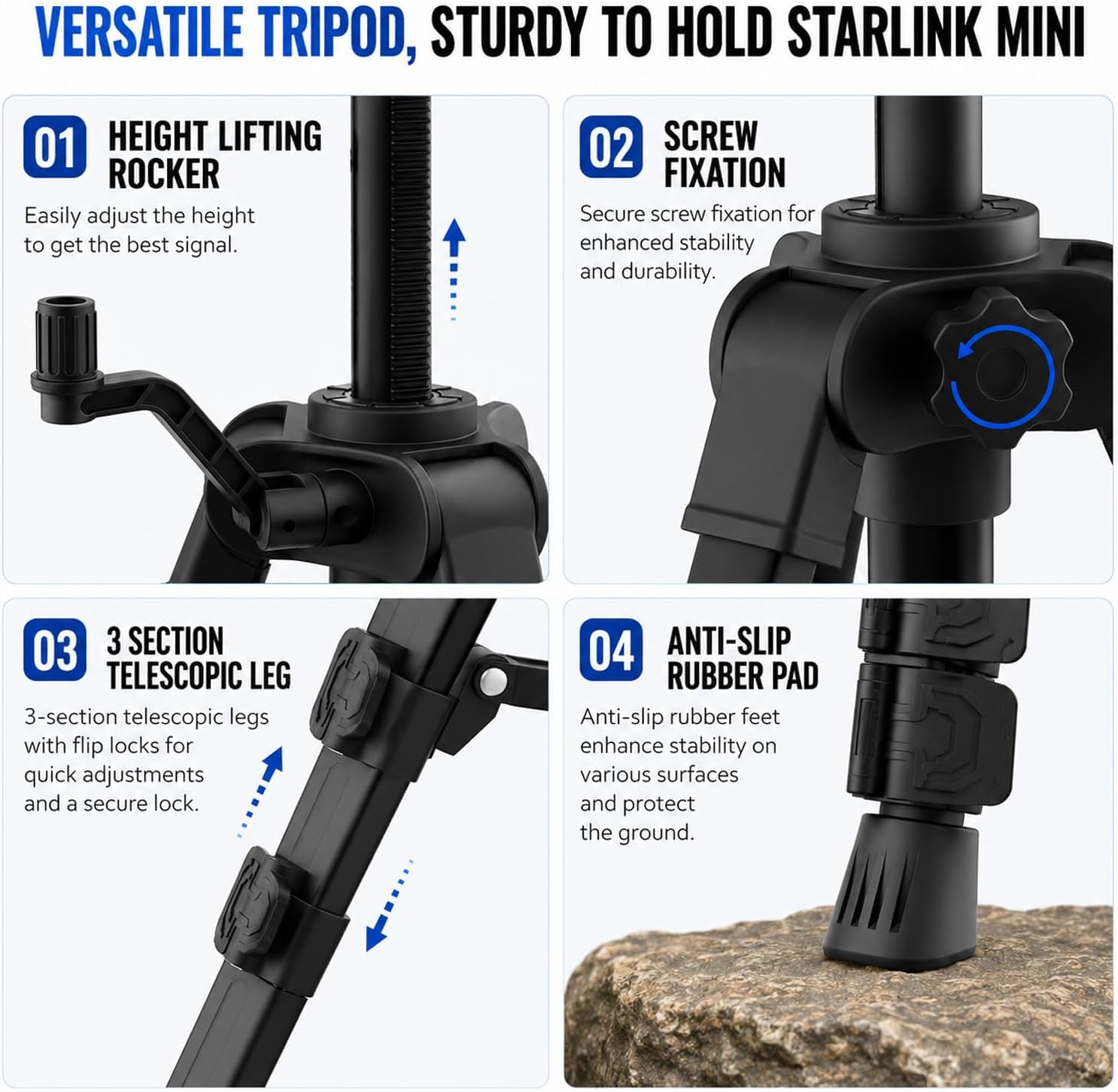 Adjustable Satellite Dish Mount, Wall Mount Bracket with Extendable Arm, for Outdoor Roof Installation