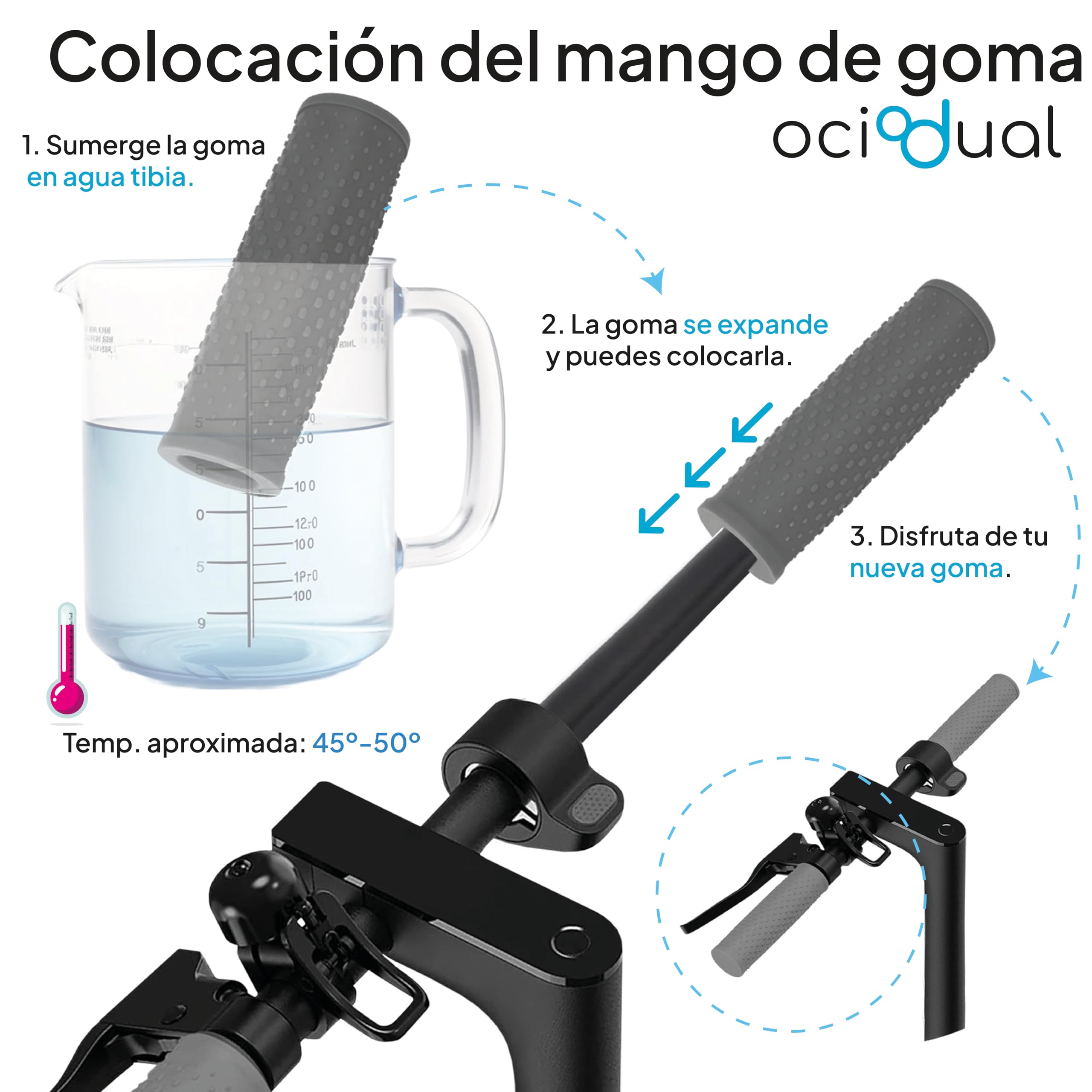 OcioDual Puños Scooter, 2X Empuñaduras Patinete Electrico, Agarres para Manillar, Mangos Compatible con Xiaomi 1S, M365, Essential, Pro, Pro 2, Accesorios Patinete Electrico — view 7
