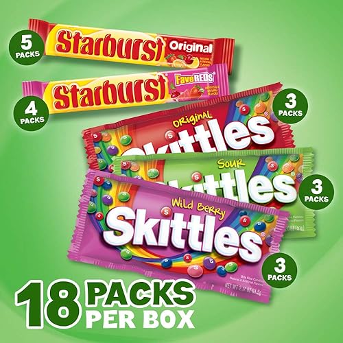 Miniatura 2 de SKITTLES  STARBURST - Surtido de caramelos de tamaño completo 3705 onzas Caja de 18 unidades