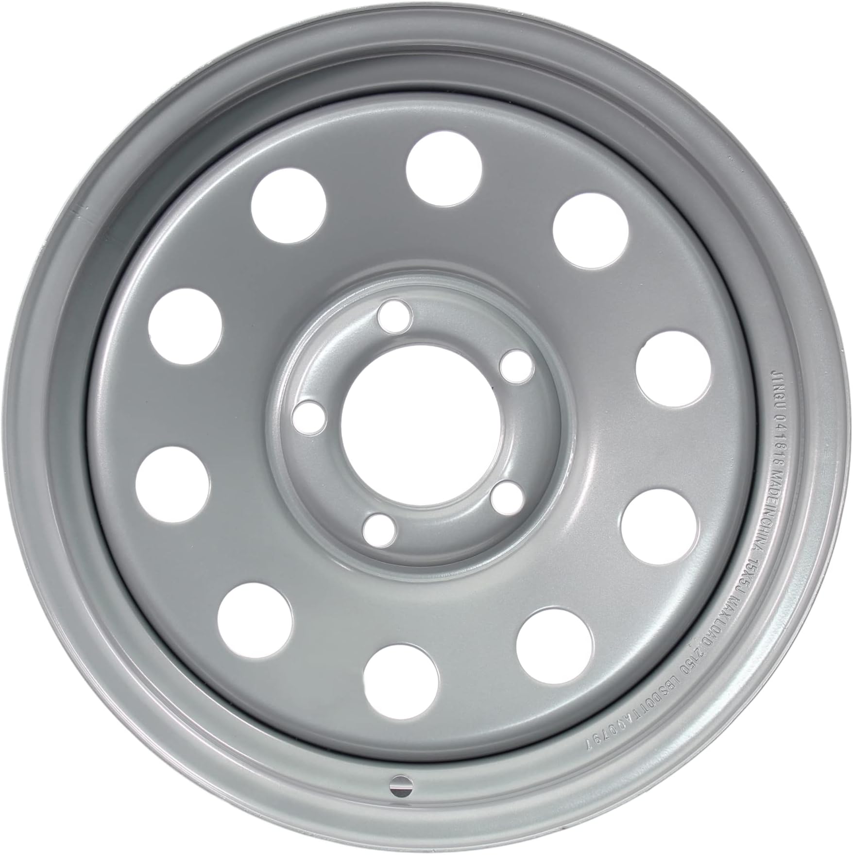 eCustomrim Trailer Wheel 15X5 15 Inch 5 Lug On 4.5 Inch Center Rim Silver Grey Durable Utility Trailer Wheel for Towing Applications