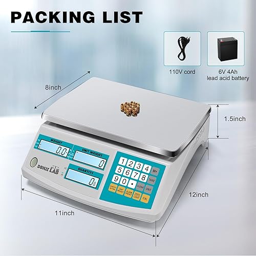 Miniatura 6 de Báscula de conteo industrial de 30 kg66 lb x 0.00 oz, báscula digital de conteo de inventario de alta precisión con batería CCCA para piezas,