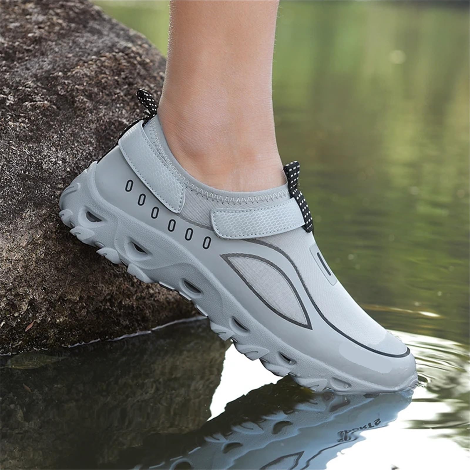 Badeschuhe Atmungsaktive Wasserschuhe for Herren, Aqua-Schuhe, Wat- und Wanderschuhe, sportliche Laufschuhe, Outdoor-Wanderschuhe, leicht, bequem FüR Den Sport(Black,46)