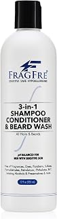 Shampoo Conditioner and Beard Wash for Men, 12 oz - Unscented, Sensitive Skin, 3 in 1 Hair and Beard Cleansing and Conditioning, Grooming Product