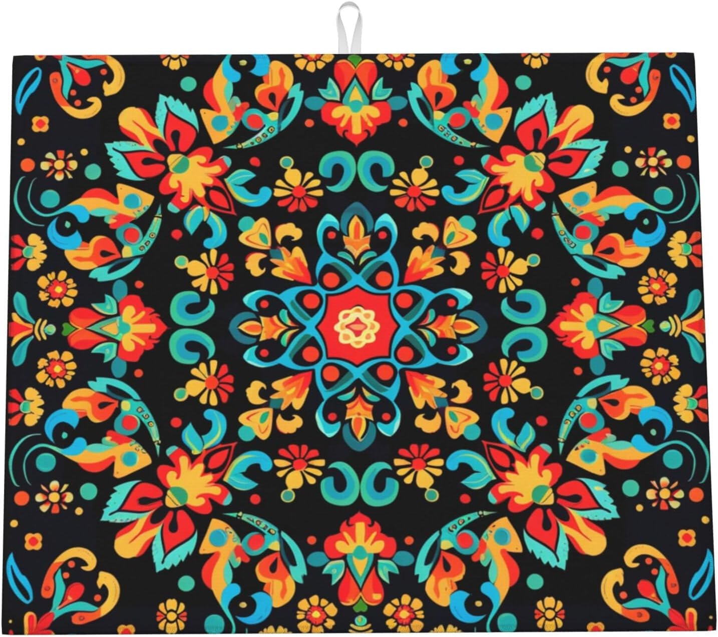 Boho Vintage Mandala Floral Art Dish Drying Mat For Kitchen Counter Dry Mats Microfiber Dish Drainer Mat Protector Pad Absorbent Fast Drying Kitchen Must-Have 16x18 Inch