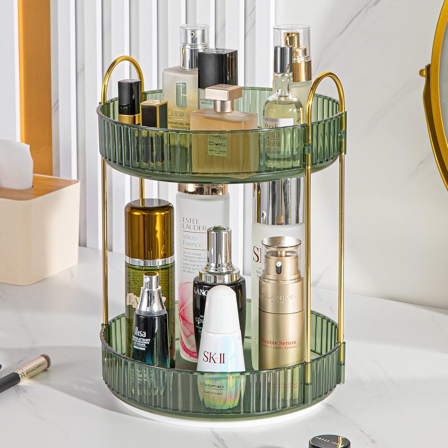 360 Rotating Makeup Organizer for Vanity, Rotating Dresser cosmetic storage
