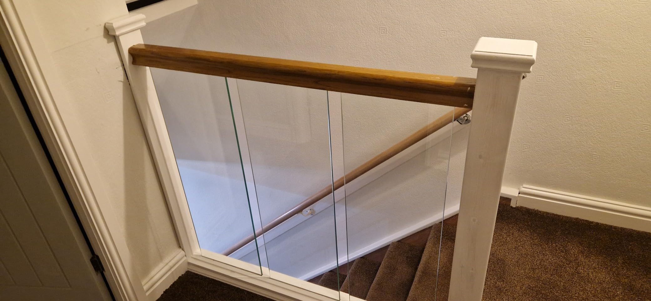 Nidda – Toughened Clear Glass Baluster Decking Rack Railing Infill Stairparts Easy Fit for Stair, Landing Or Balcony, Glaze Glass Staircase. (8x80x860 mm (TxWxH) Landing Panels)