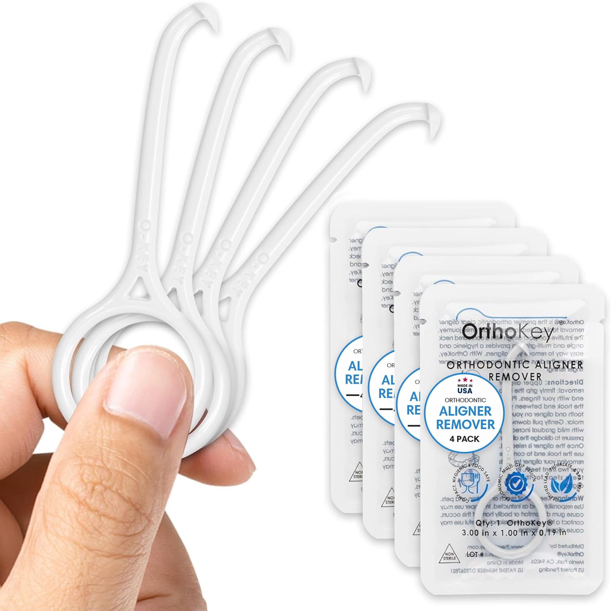 Clear Aligner Removal Tool by ORTHOKEY - Invisible Removable Braces - QTY 4 White