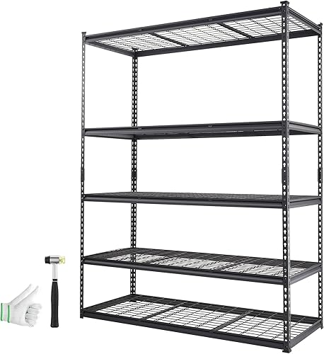 Miniatura 9 de VEVOR Estantería de almacenamiento, 5 niveles ajustables, capacidad de 2000 libras, estantes de garaje resistentes, estante de alambre organizador