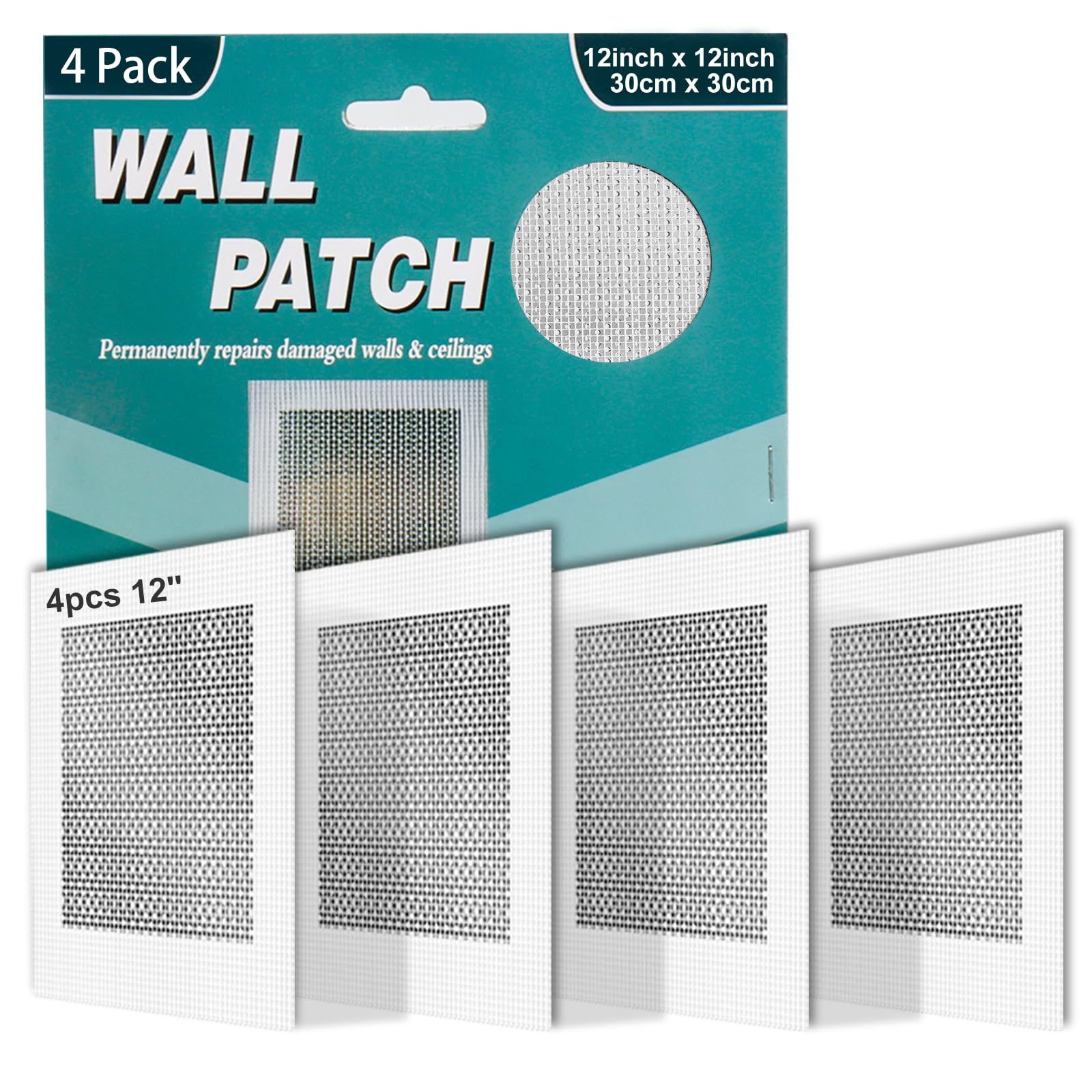 4Pcs 12 Inch Drywall Patch, Wall Repair Patches Wall Hole Repair Patch