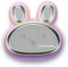 rabitat Hoppy Playte Anti Skid Stainless Steel Divided Plate - 2 Years Brand Warranty | kanjak Gifts | Unbreakable 3 Sections Feeding Plate for Baby/Toddlers and Kids - 430ml Purple