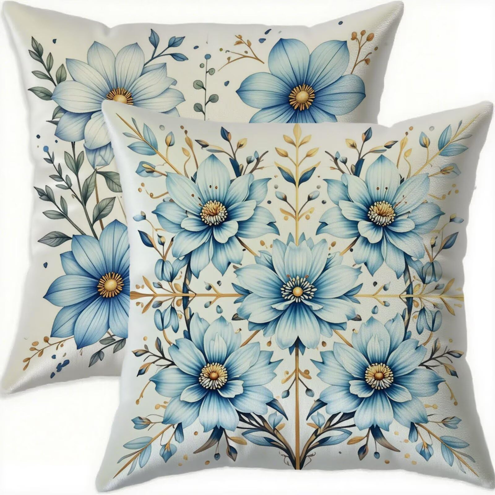 Housse coussin 65x65 bleu geometrique pour canape salon et chambre