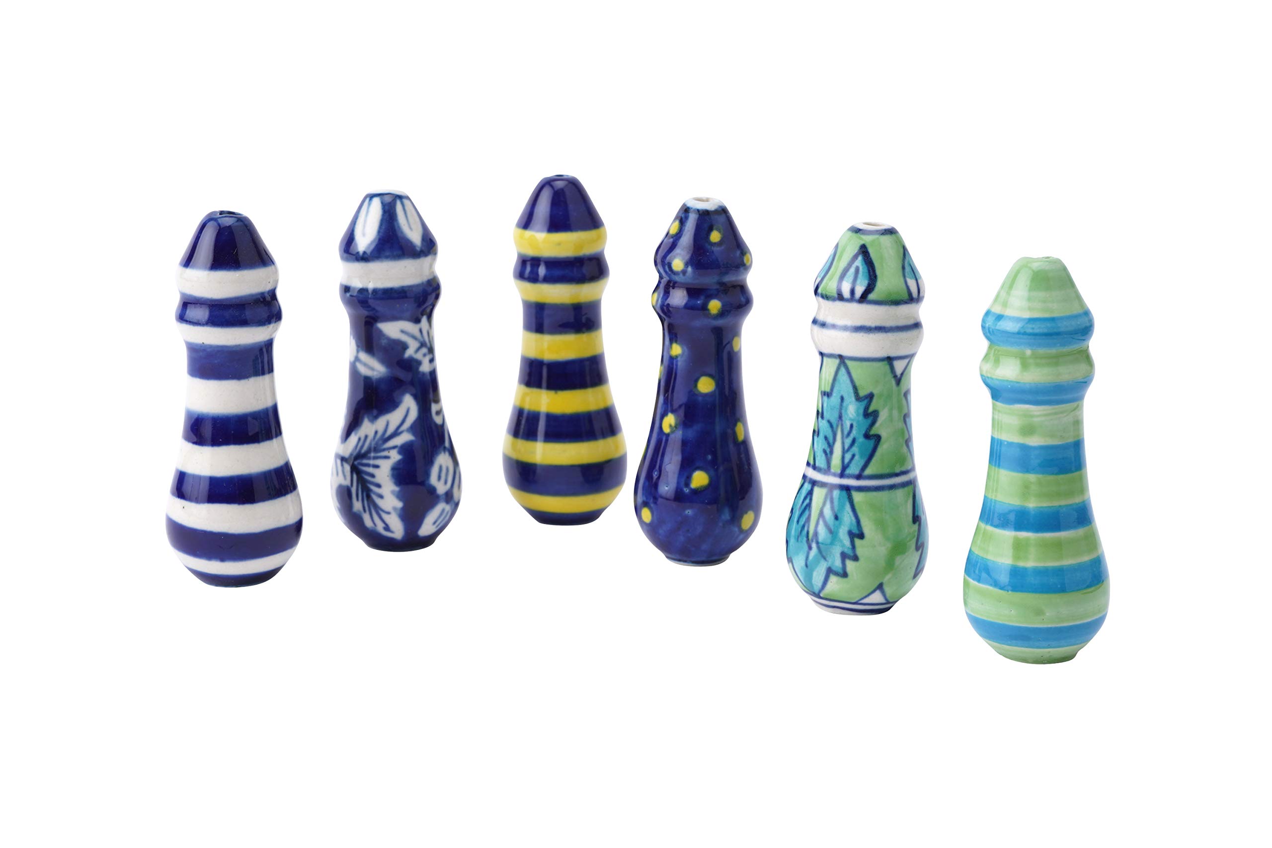Cgb Giftware Yellow, Blue, Green, White | Floral/Polka Dot/Stripe Designed Light Pull | Assorted Designs | 1 Selected At Random | Material: Ceramic | Cord Pull For Bathroom Lighting | Re92