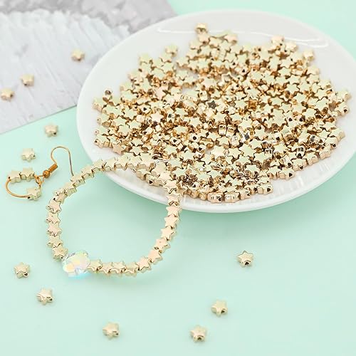 Miniatura 3 de 200 cuentas sueltas de estrella de agujero grande de 0.236 pulgadas (0.236 in), cuentas espaciadoras de estrella, cuentas de estrella, botones de