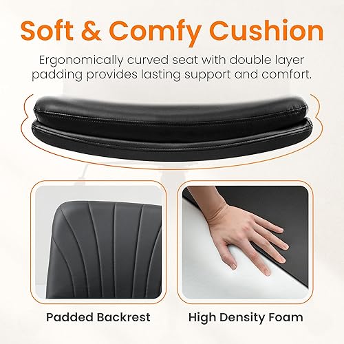 Miniatura 6 de NEO Chair Silla cruzada con ruedas, escritorio de oficina con patas cruzadas sin brazos, silla de maquillaje ancha y cómoda, ajustable, giratoria,