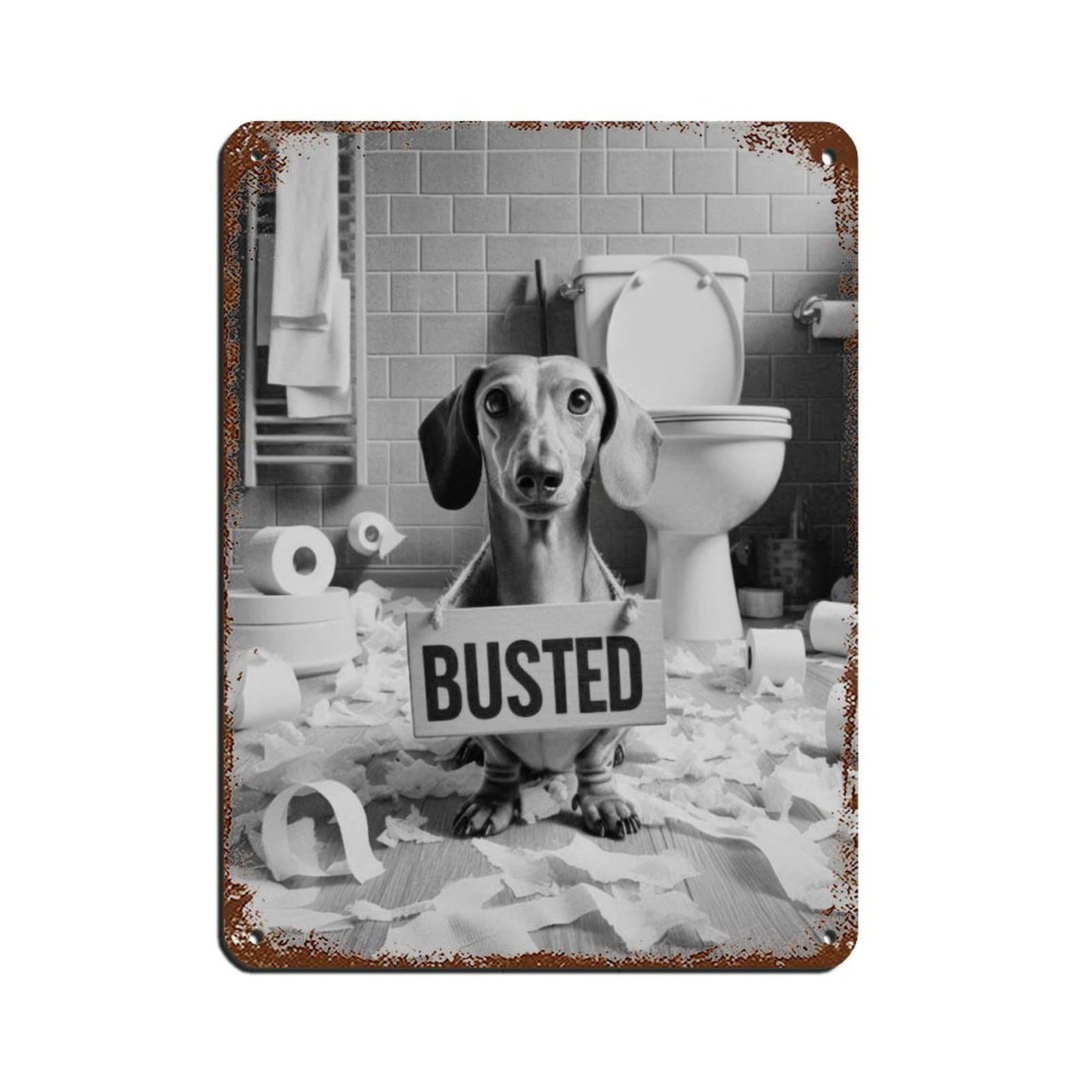 Bad Dachshund Bathroom Art (2) Tin Sign Vintage Metal Pub Club Cafe Bar Home Wall Art Decoration Poster Retro 12x16inch(30x40cm)