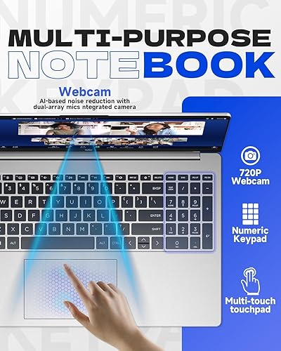 Miniatura 2 de HP Computadora portátil de 15,6 pulgadas, edición 20252026, CPU Intel N100 de 4 núcleos de alto rendimiento, 16 GB de RAM, SSD de 1 TB, diseño ultra