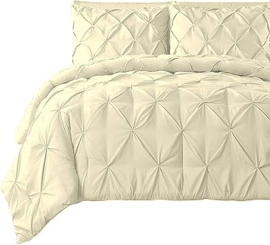 Cotton Duvets - Pinch Pleated Pintuck 1 Pc Duvet Cover - Luxury 600 Thread Count 100% Natural Cotton Decorative Duvet Solid Super King, Ivory