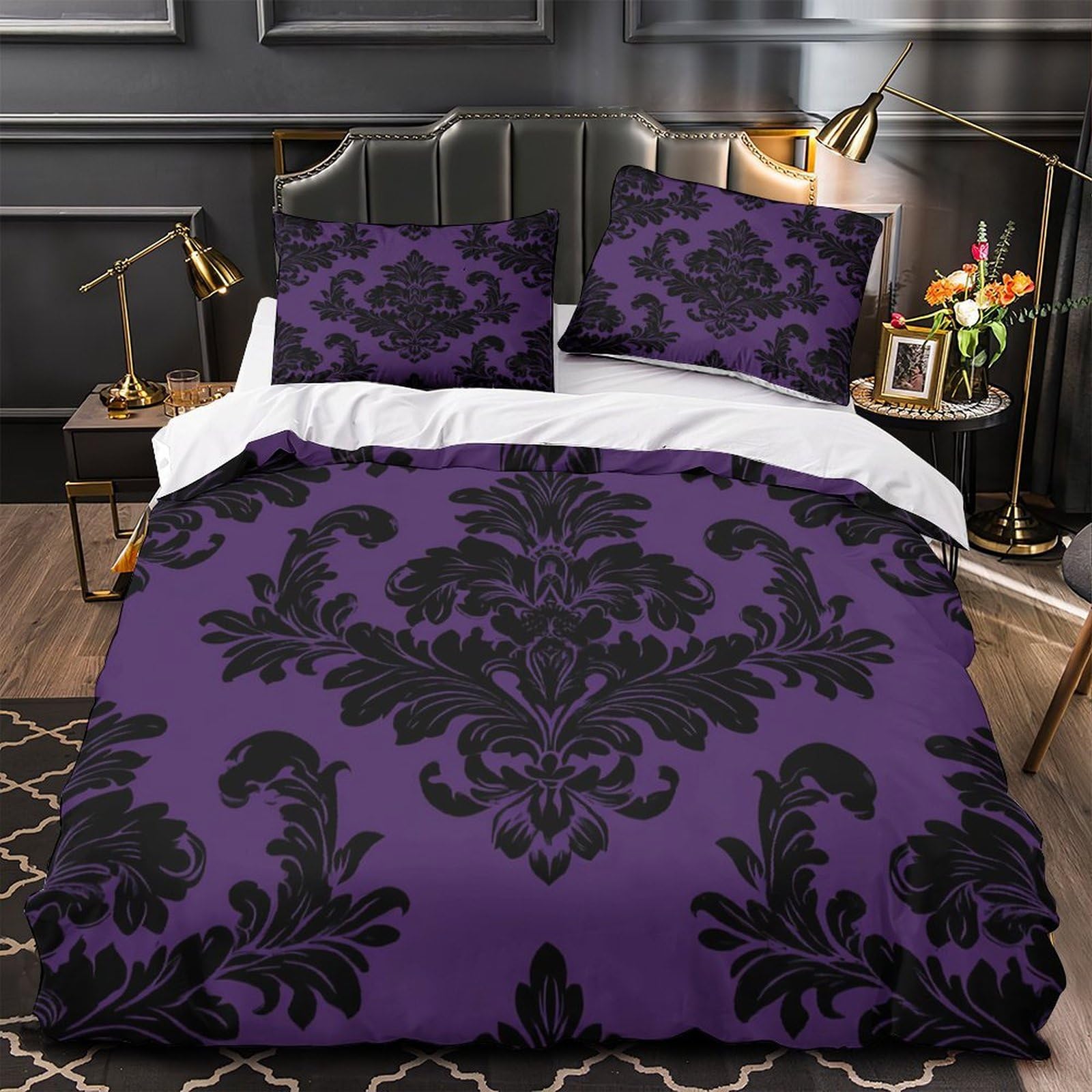 Housse de couette 3D effet baroque 140x200 parure de lit microfibre hypoallergénique