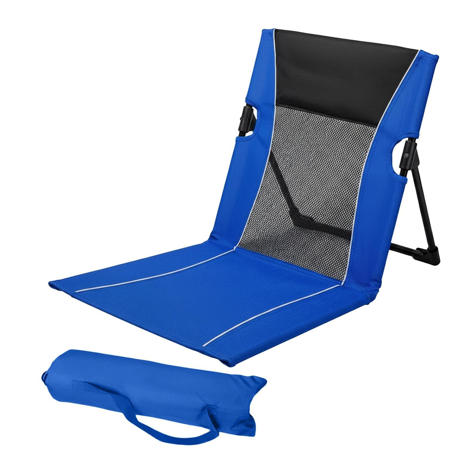 Folding Beach Chair for Adults, Foldable Sun Loungers Pool Side Camping Deck Chairs for Garden, Lightweight Backpack Beach Chair Portable for Outside, Reclining Ground Garden Chairs with Back Support — image 1