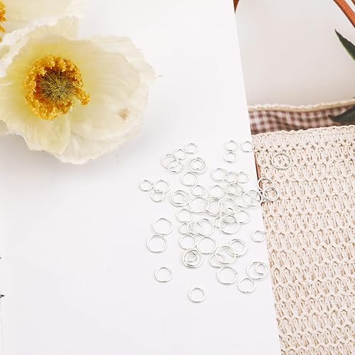 Miniatura 3 de 60 anillos de salto de plata de ley 925, 0.157 in, 0.197 in, 0.236 in de tamaño surtido, anillos de salto abiertos para joyería fabricación de