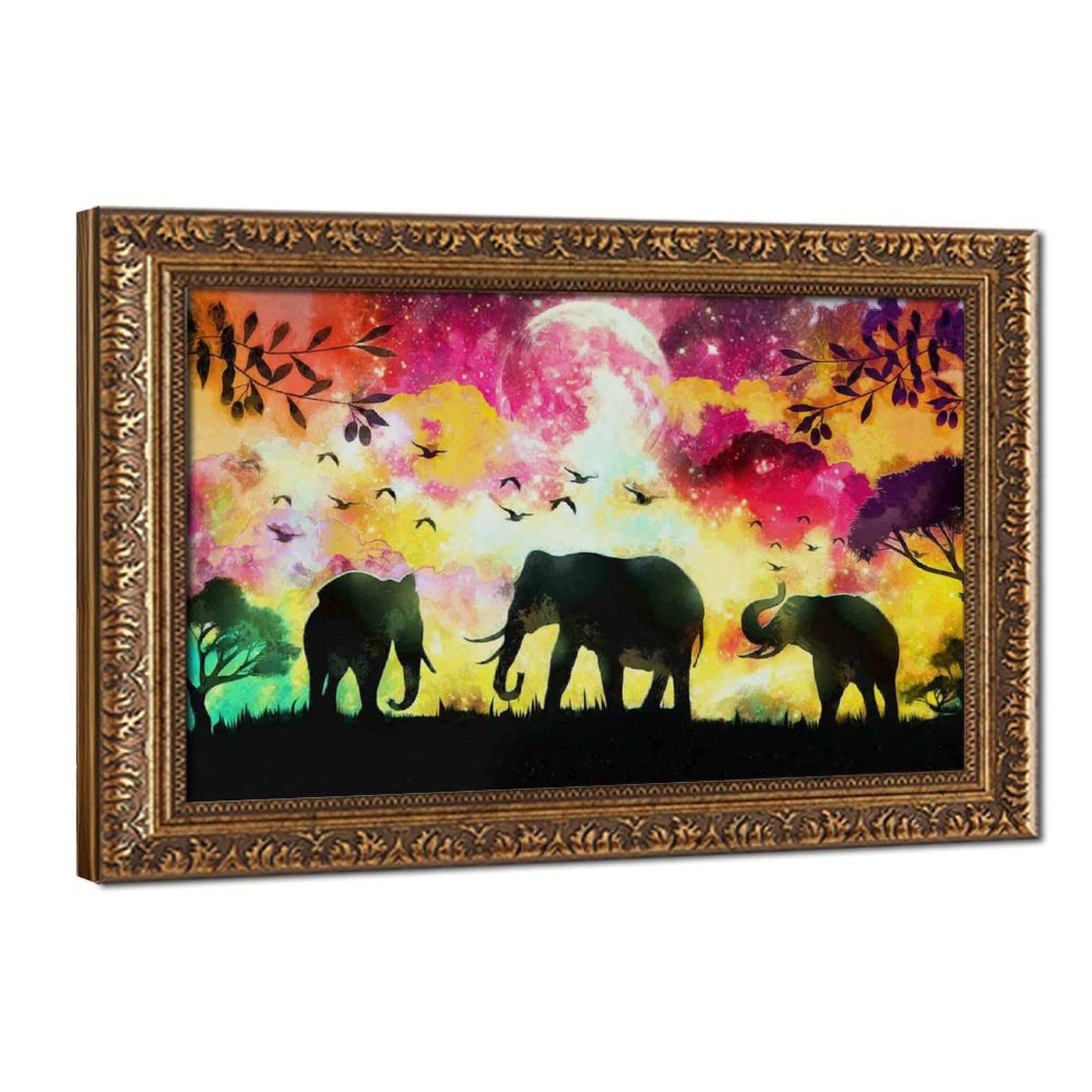 Bareronor Watercolour Elephant Poster Canvas Poster Bedroom Decor Landscape Office Room Decor Gift 12" L X 18" W