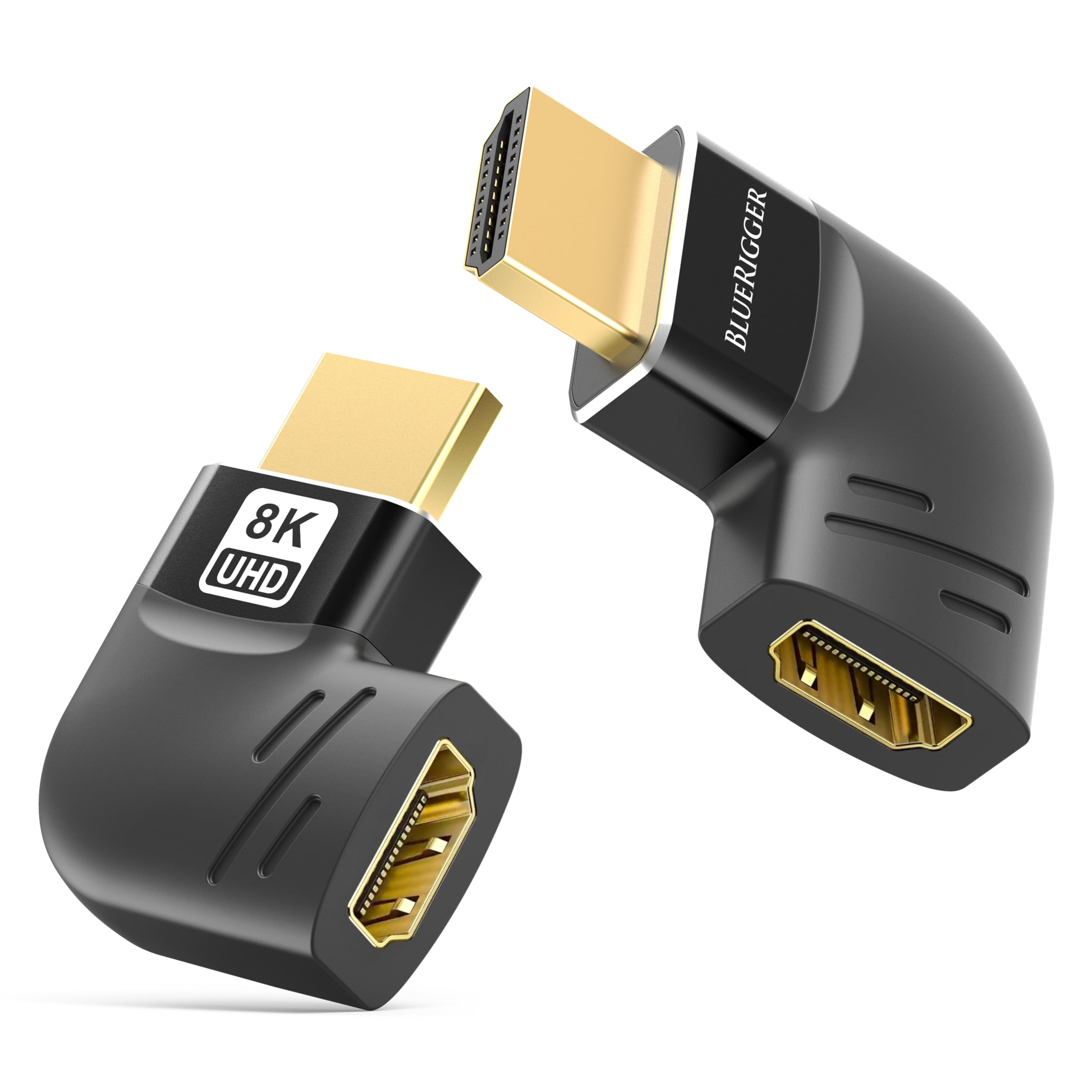 BlueRigger HDMI 90 and 270 Degree Adapter (2-Pack, 8K 60Hz Right Angle HDMI 90 Degree Adapter, Male to Female L-Shaped Right & Left Angled Elbow