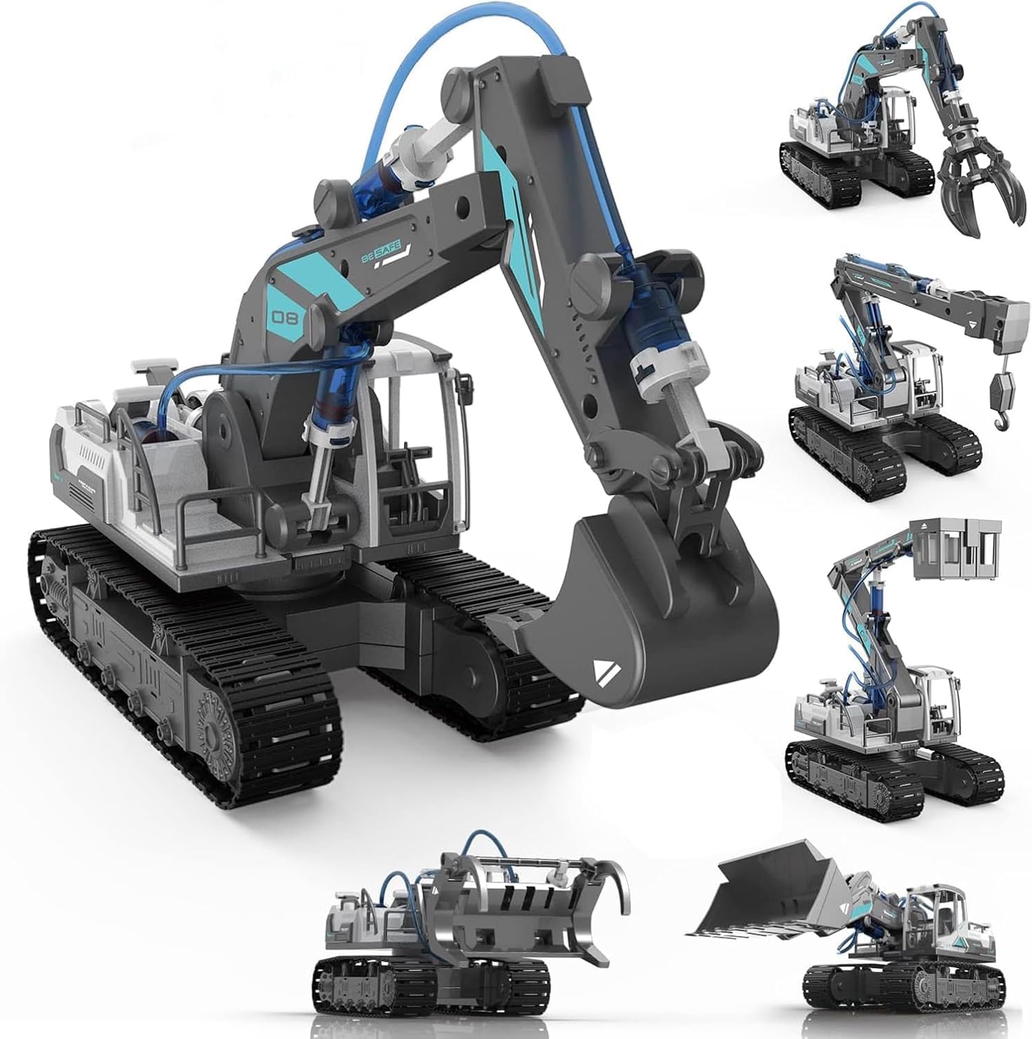 6-In-1 Stem & Steam Diy Hydraulic Construction Engineering Loader Vehicle Construction Blocks For Kids, 223 Pcs