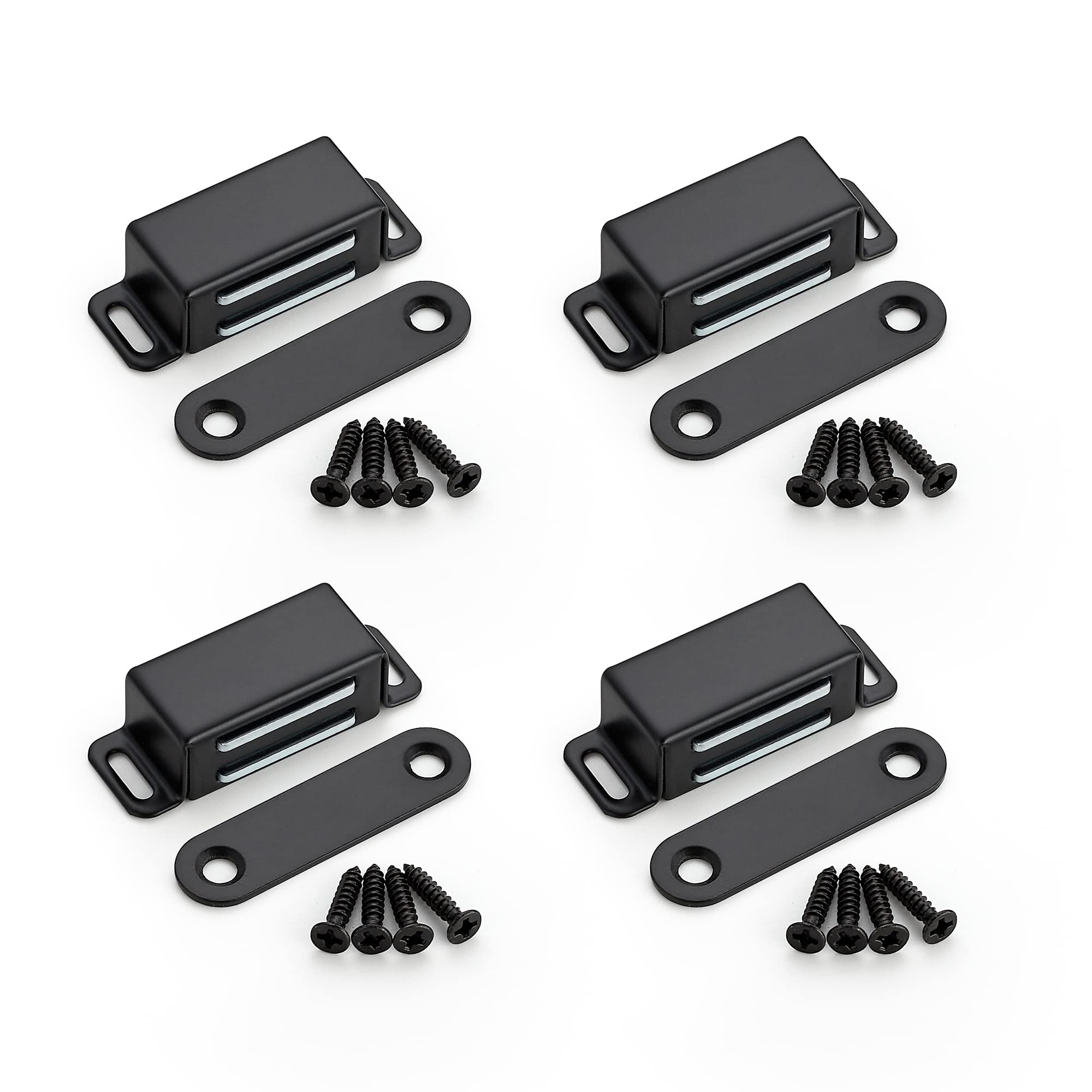Ravinte Matte Black Magnetic Door Catch, Black Cabinet Magnets 4 Pack