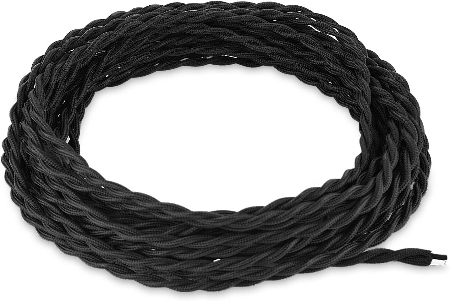 FadimiKoo Electrical Cord 55Ft Twisted Cloth Cord, 18/2 Cotton Covered Electrical Antique Wire for Vintage Bulb, Pendant Light and Other Industrial Antique DIY Projects, UL Listed