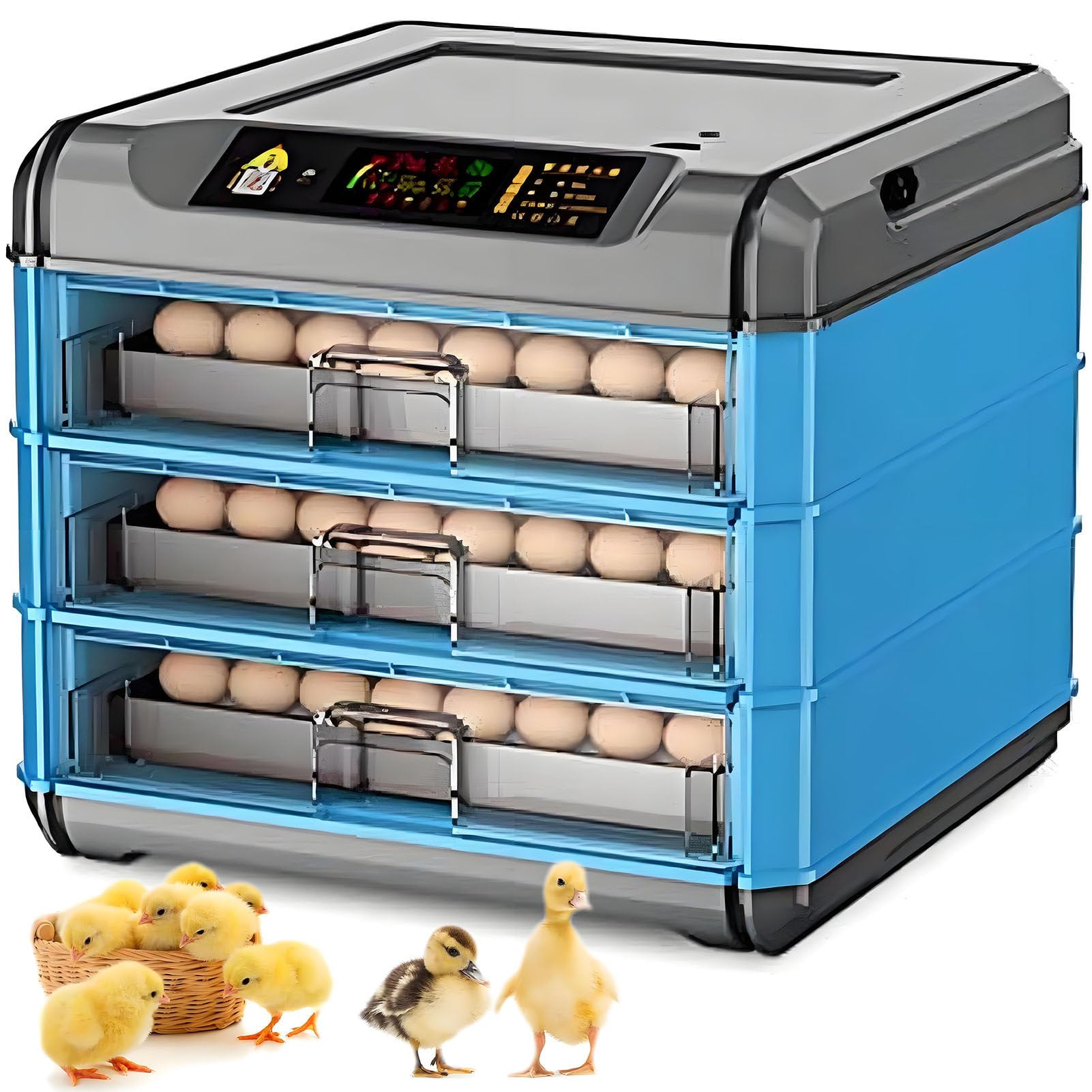 SHENGSHIYU Egg Incubator,Poultry Hatcher Machine with Automatic Egg Turning,Temperature & Humidity Control and LED Screen,General Purpose Incubator for Chickens Ducks Birds 3Layers