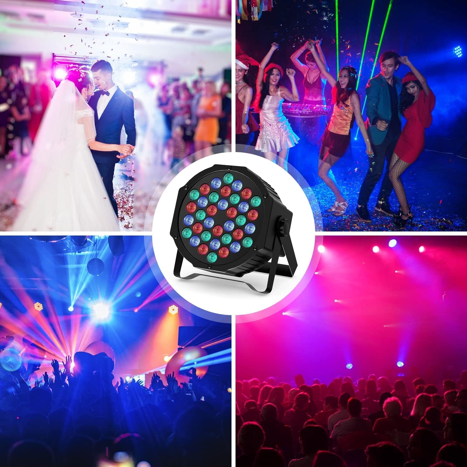 4 Stück 36 LED Par Scheinwerfer mit Bag, RGB Bühnenlicht DMX Disco licht mit Fernbedienung, Effektstrahlermit Sound-Aktivierungs Kontrolle für DJ Bar Hochzeit Halloween Weihnachten