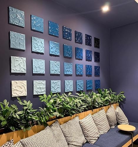 Miniatura 3 de Blue Berry Sorbet  Smash  3D Glossy Plaster Relief Wall Sculpture Tiles  Acrylic, MDF Wood, Mixed Media, Abstract, Modern Design, Mix and Match