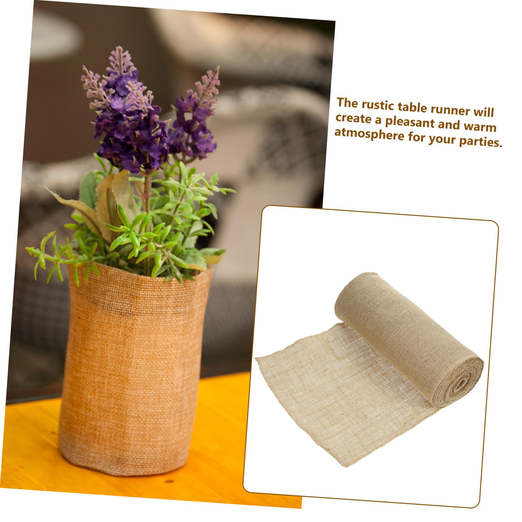 SOLUSTRE Rustikaler Leicht zu Lagern aus Jute Tischläufer 30cm X 10m Rolle Baumwolle und Leinen Nicht Verblassend für Hochzeits und Geburtstagsdeko