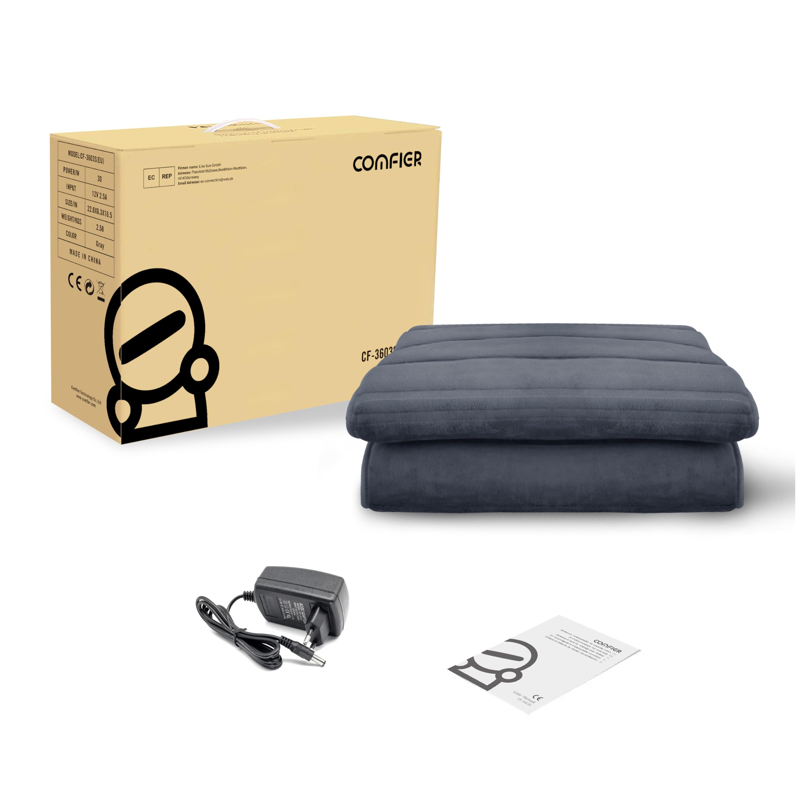 COMFIER Colchón de Masaje eléctrico con 10 Motores Vibrantes, Almohadilla Térmica de 2 Terapias con Apagado Automático, Almohadilla de Colchón de Masaje Calentado para el Alivio del Dolor de Espalda