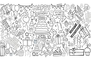 Huge Birthday Coloring Banner - 36 x 72 Inches Giant Paper Coloring...
