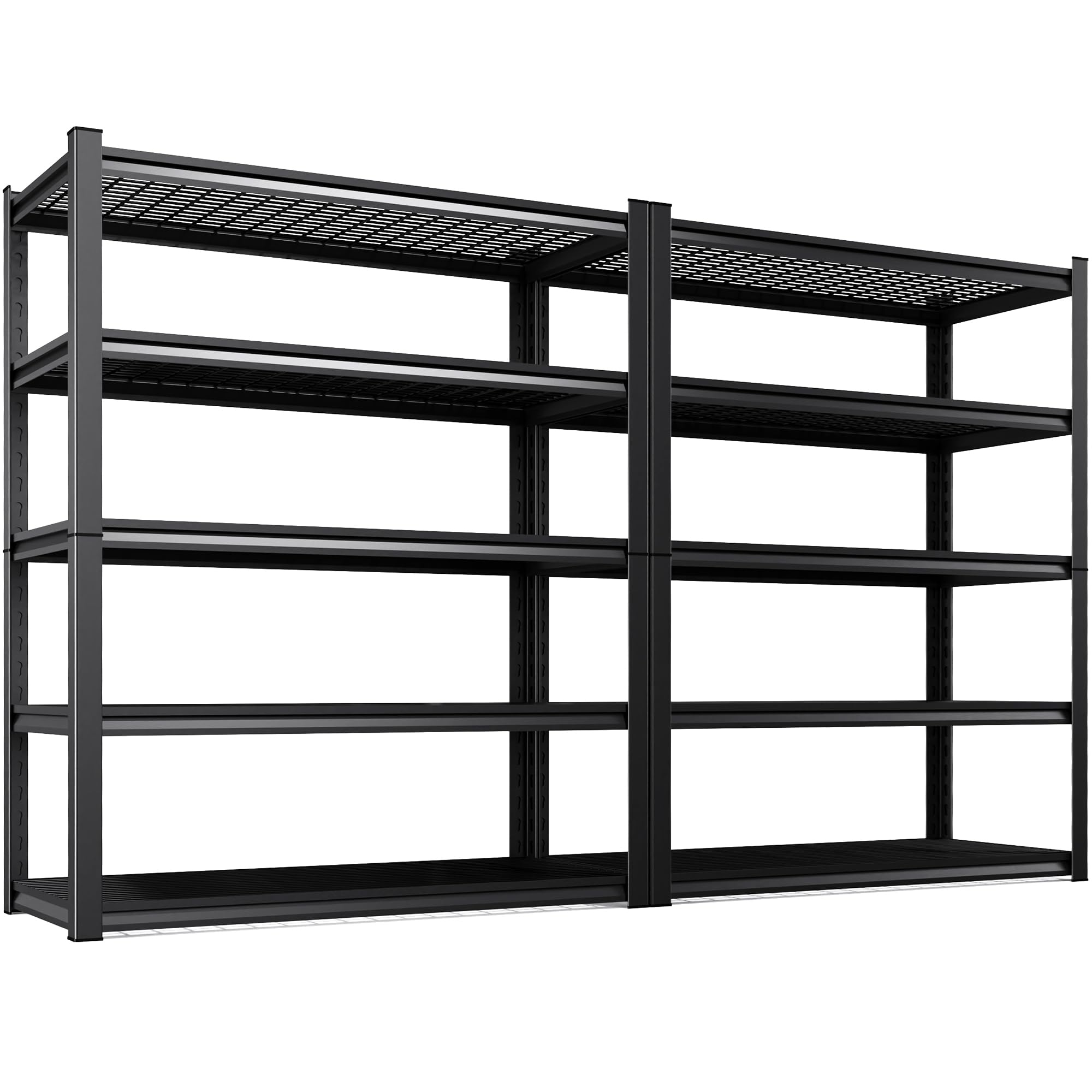 Set 2 Garage Shelving-3000 lbs 5 Tier Storage Shelves,Adjustable Heavy Duty Metal Shelving Unit and Storage Large Wire Rack,Utility Steel Shelf for Warehouse Industrial Pantry Basement -78"x46"x20"