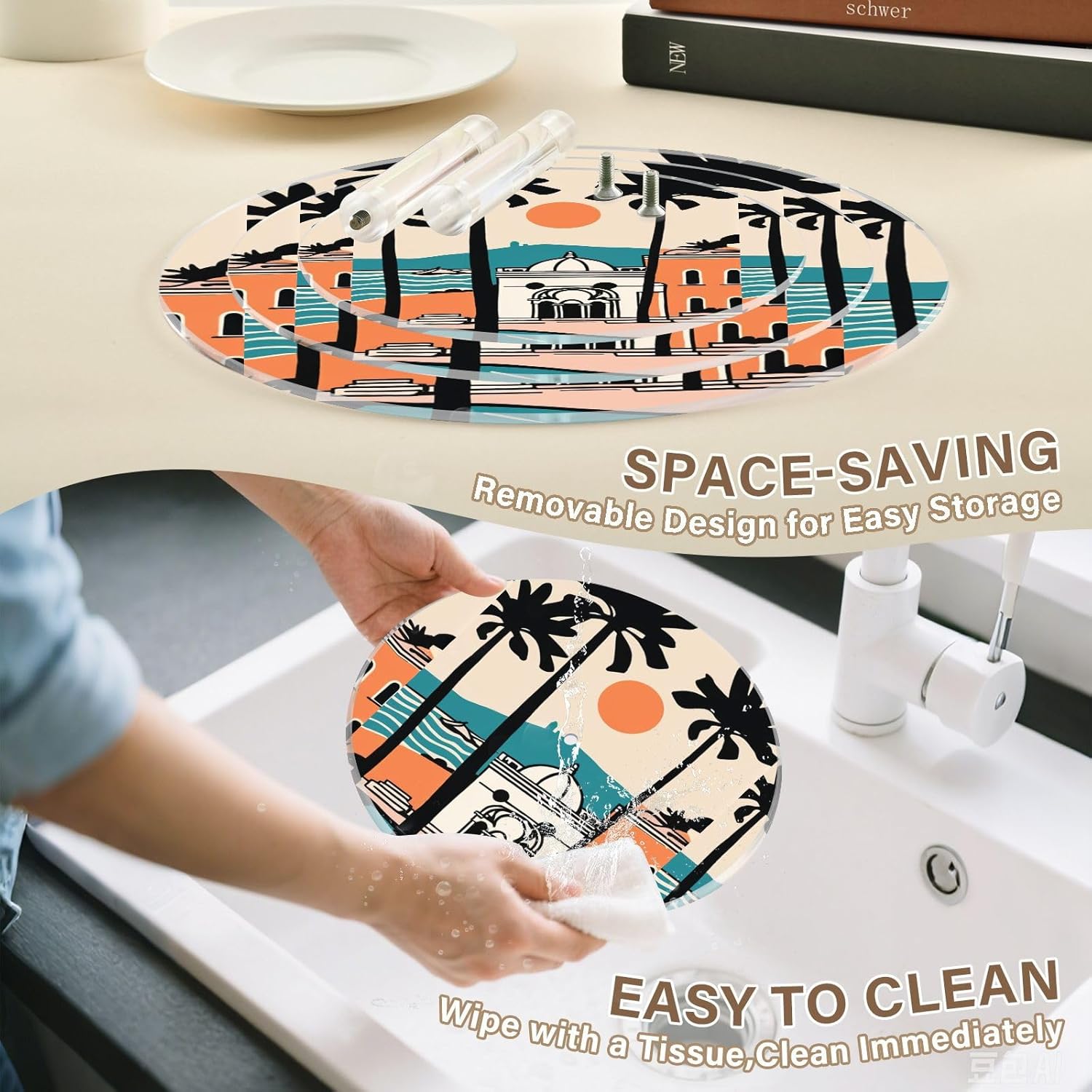 Landscape Islands Ocean 3 Tier Acrylic Cupcake Stand, Cupcake Stand for 34 Cupcakes for Weddings, Christmas,Holidays,Parties,Birthday,Printed Cupcake Tower 23102060