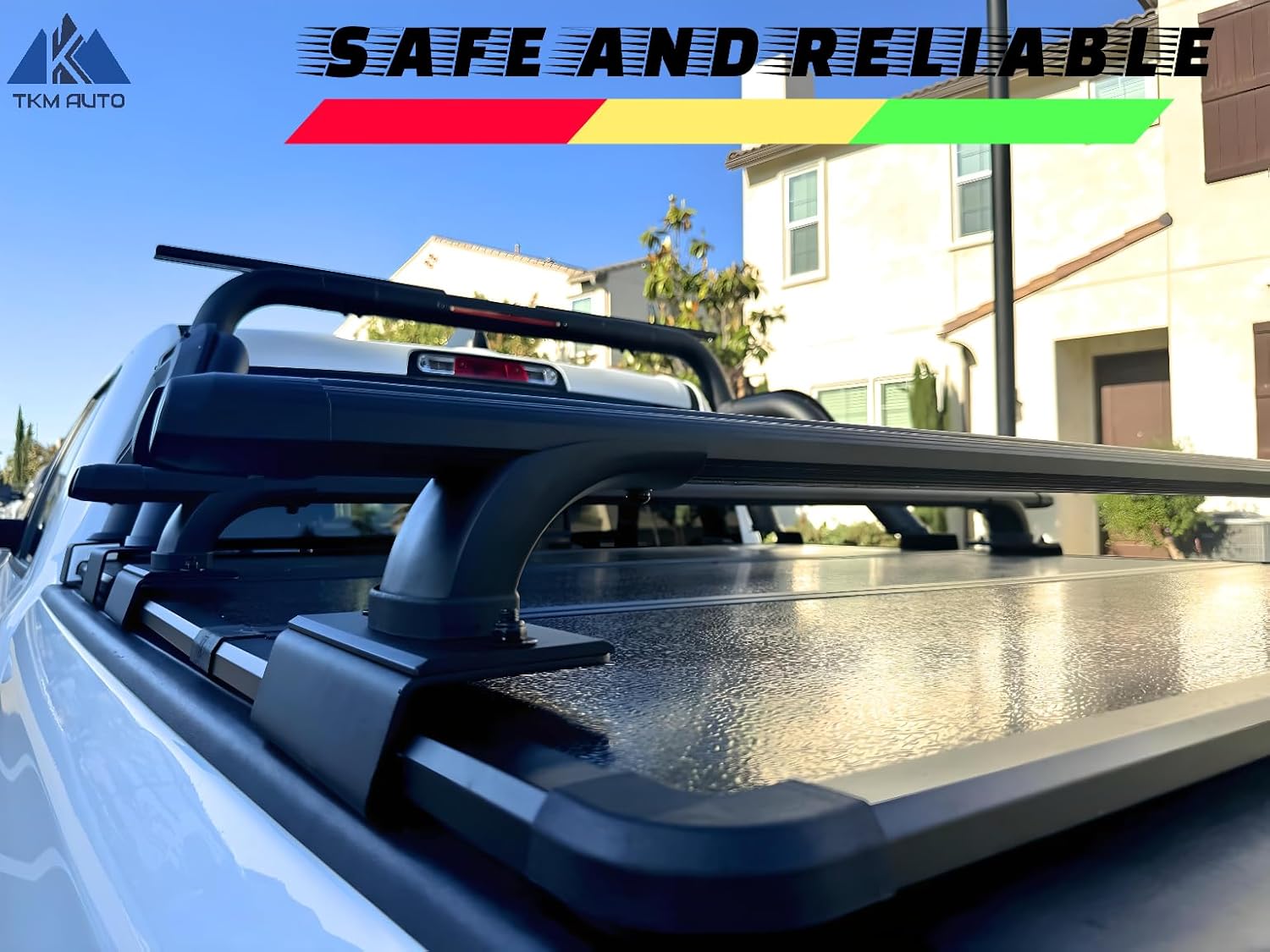 TKMAUTO UBR-L003 Adjustable Black Low Profile Truck Bed Rack Cross Bar Fit Full-Size and Mid-Size Trucks