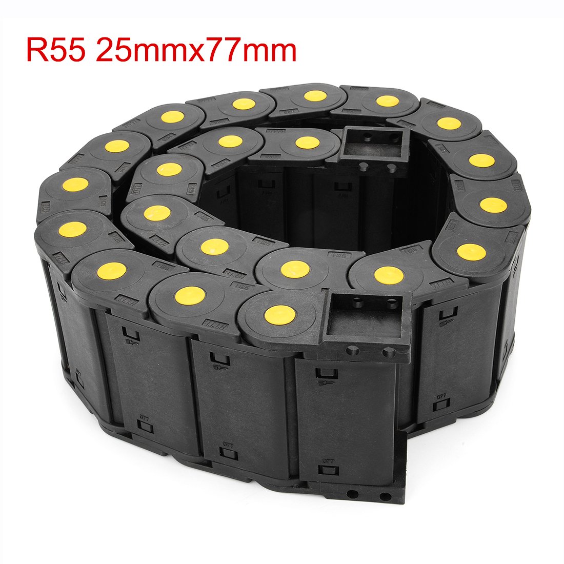 sourcing map R55 25mm x 77mm Plastic Closed can Open Cable Drag Chain Wire Carrier 1M Long