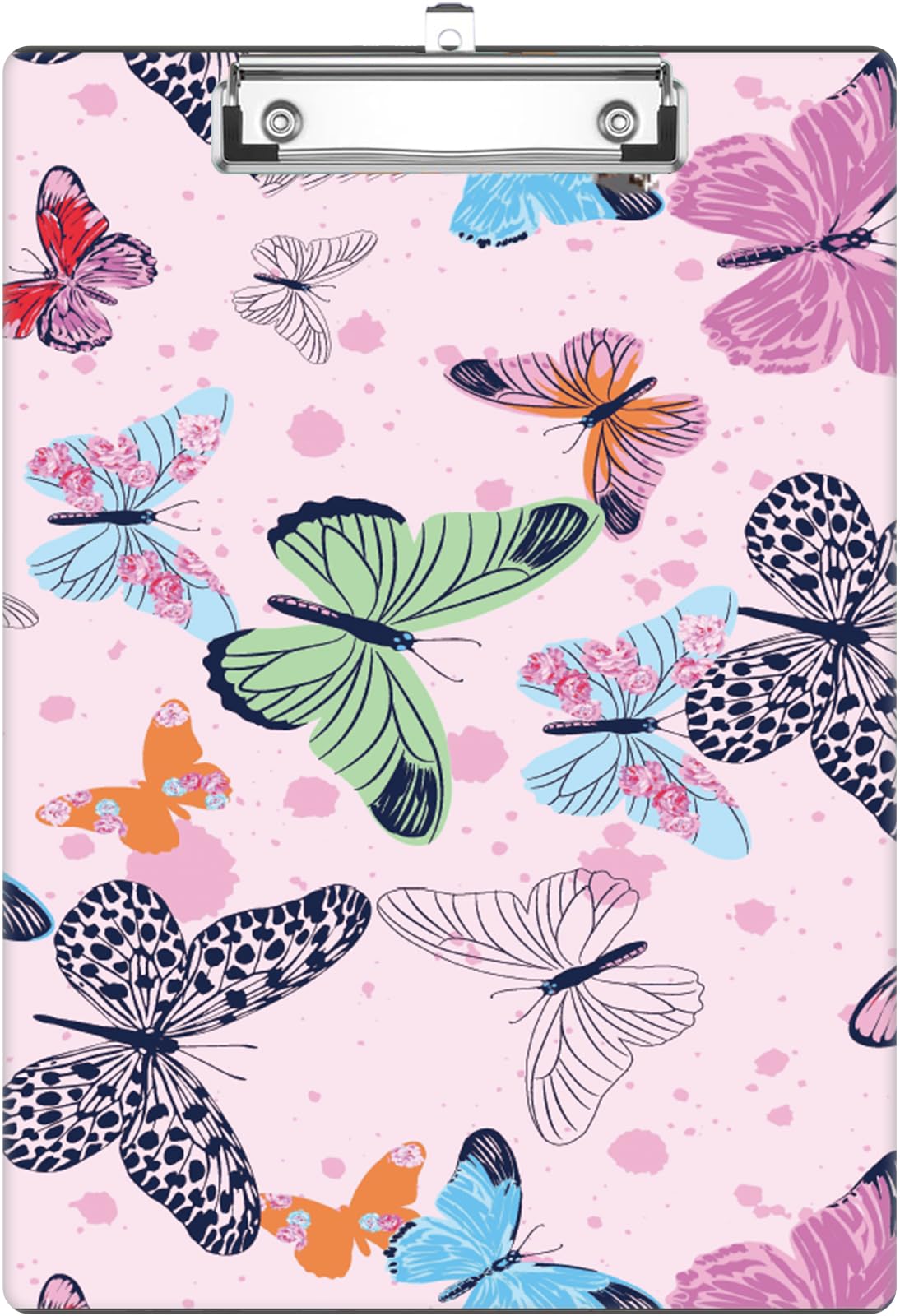 Butterfly Clipboard, Cute Decorative Clip Board with Metal Clip Pretty Plastic Clipboards A4 Standard Size 12.6" X 8.9" for Kids, Teacher, Students,
