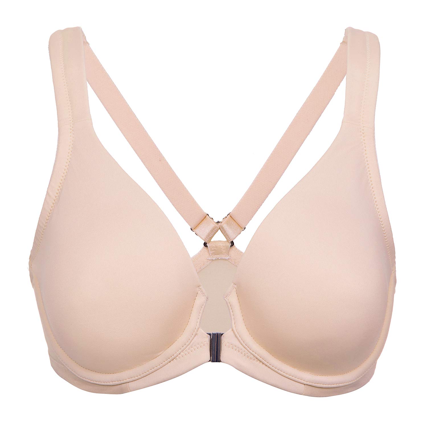 DelimiraWomen's Front Fastening Bras Seamless Unlined Racer Back Plus Size Underwired Plunge Bra