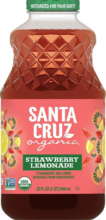Santa Cruz Organic Strawberry Lemonade, 32 fl oz (Pack of 12)