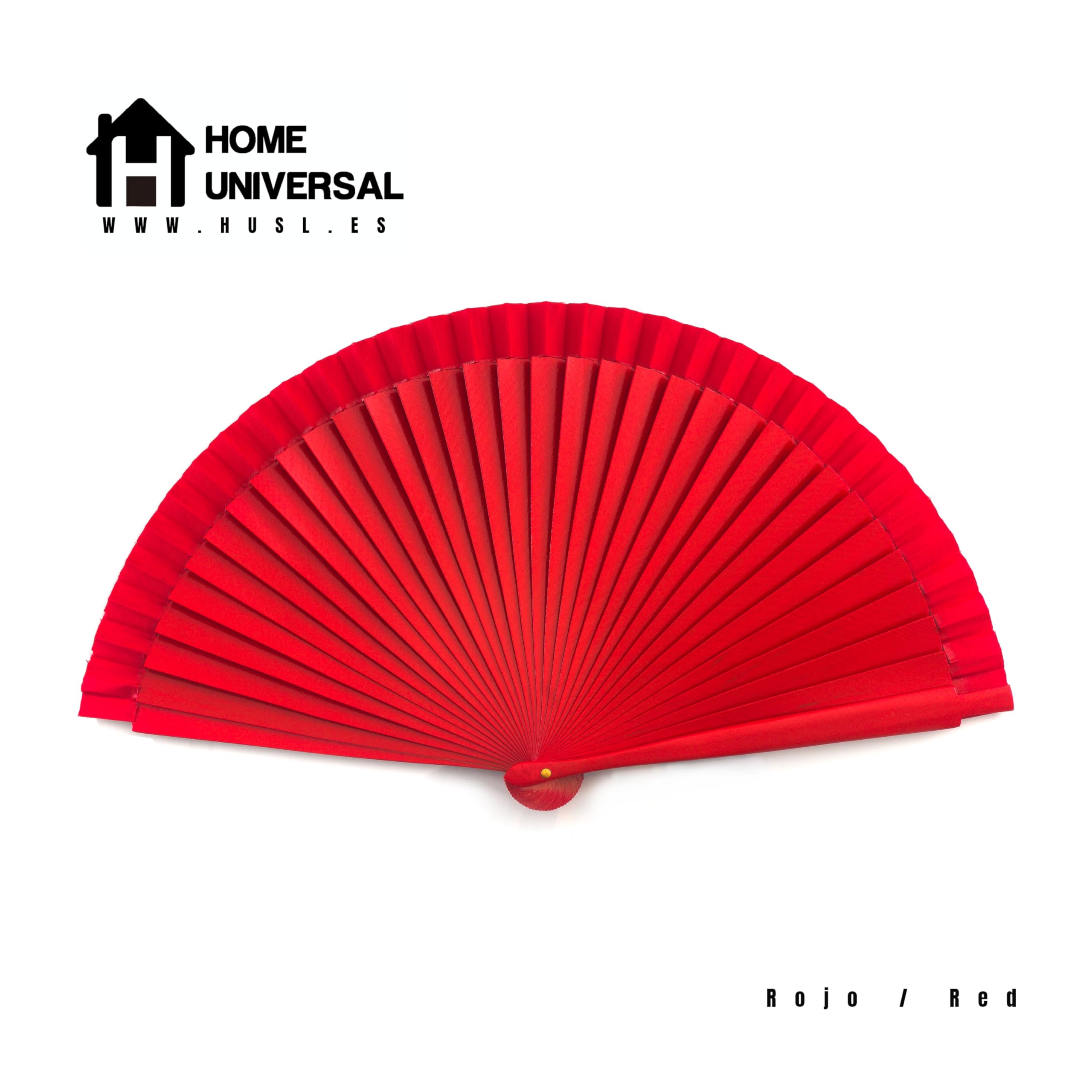 H.U.S.L® 12 Abanico madera liso colores, 12 Piezas Abanicos de Madera Natural, Abanicos para Bodas, Abanicos Plegables de Mano, Abanicos de Mano Boda Plegables, Semana Santa (19cm_Rojo)
