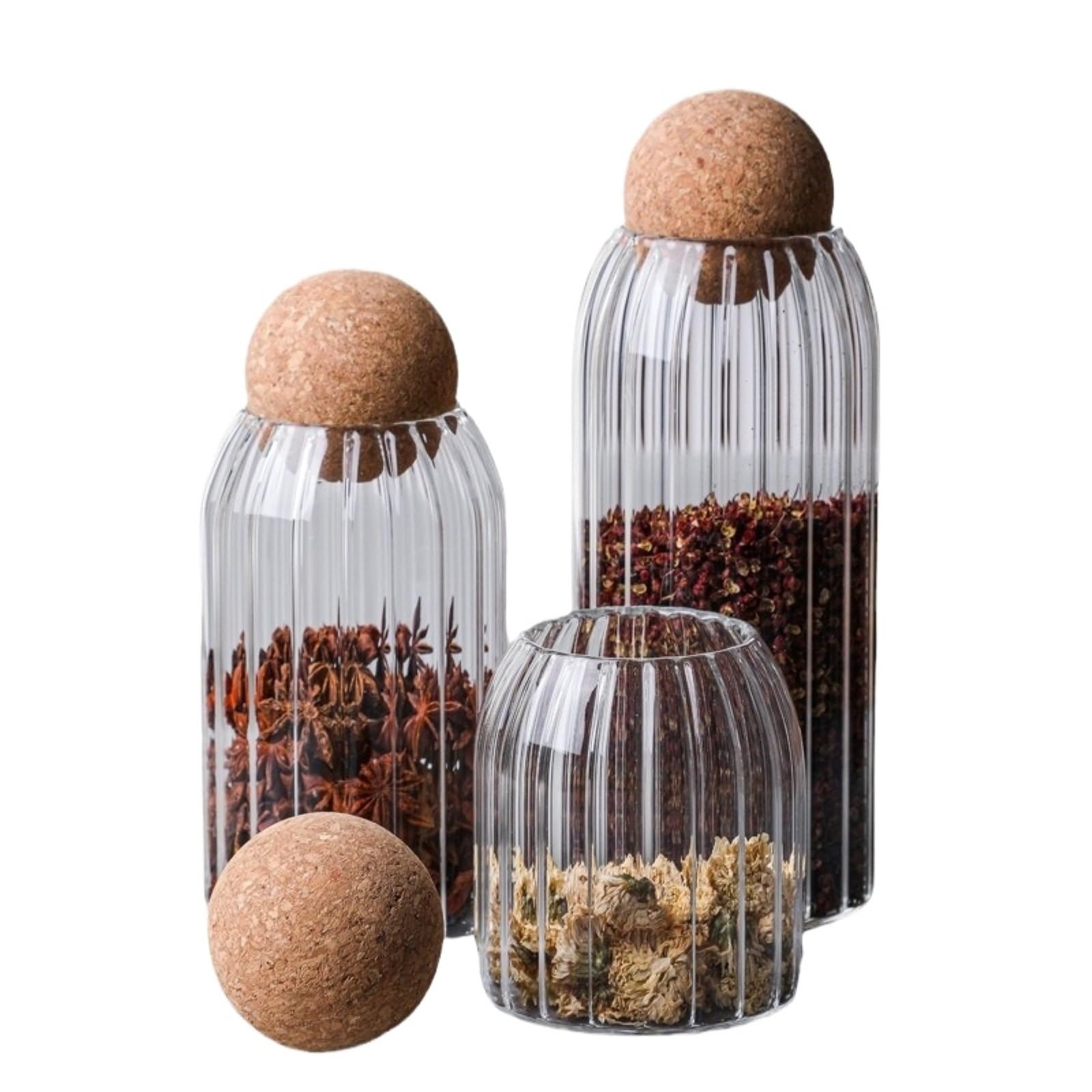 Vorratsgläser - Küche Luftdicht 3er-Set Vorratsgläser Aus Glas Mit Korkkugelverschluss, Praktische Aufbewahrung Vorratsdosen