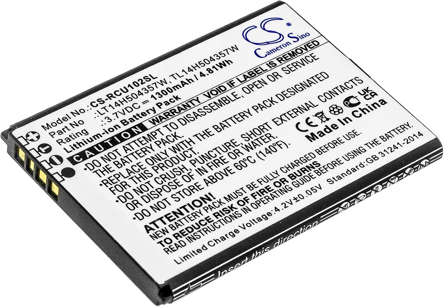 Technical Precision Replacement for CINGULAR TL14H504357W Battery